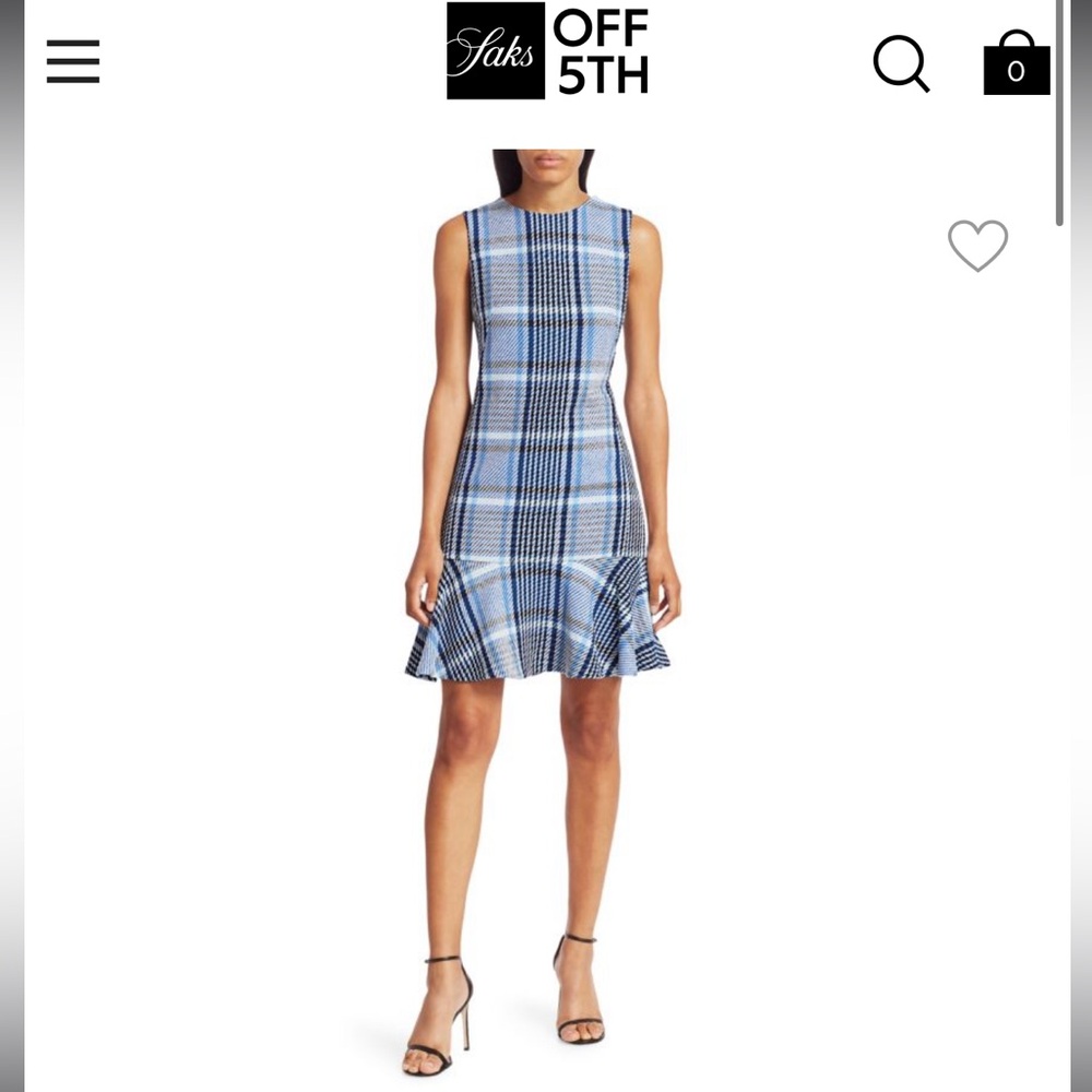 AKRIS PUNTO Plaid Tweed Flounce Hem Shift Dress 16